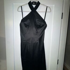 Mugler Black Cross Halter Dress